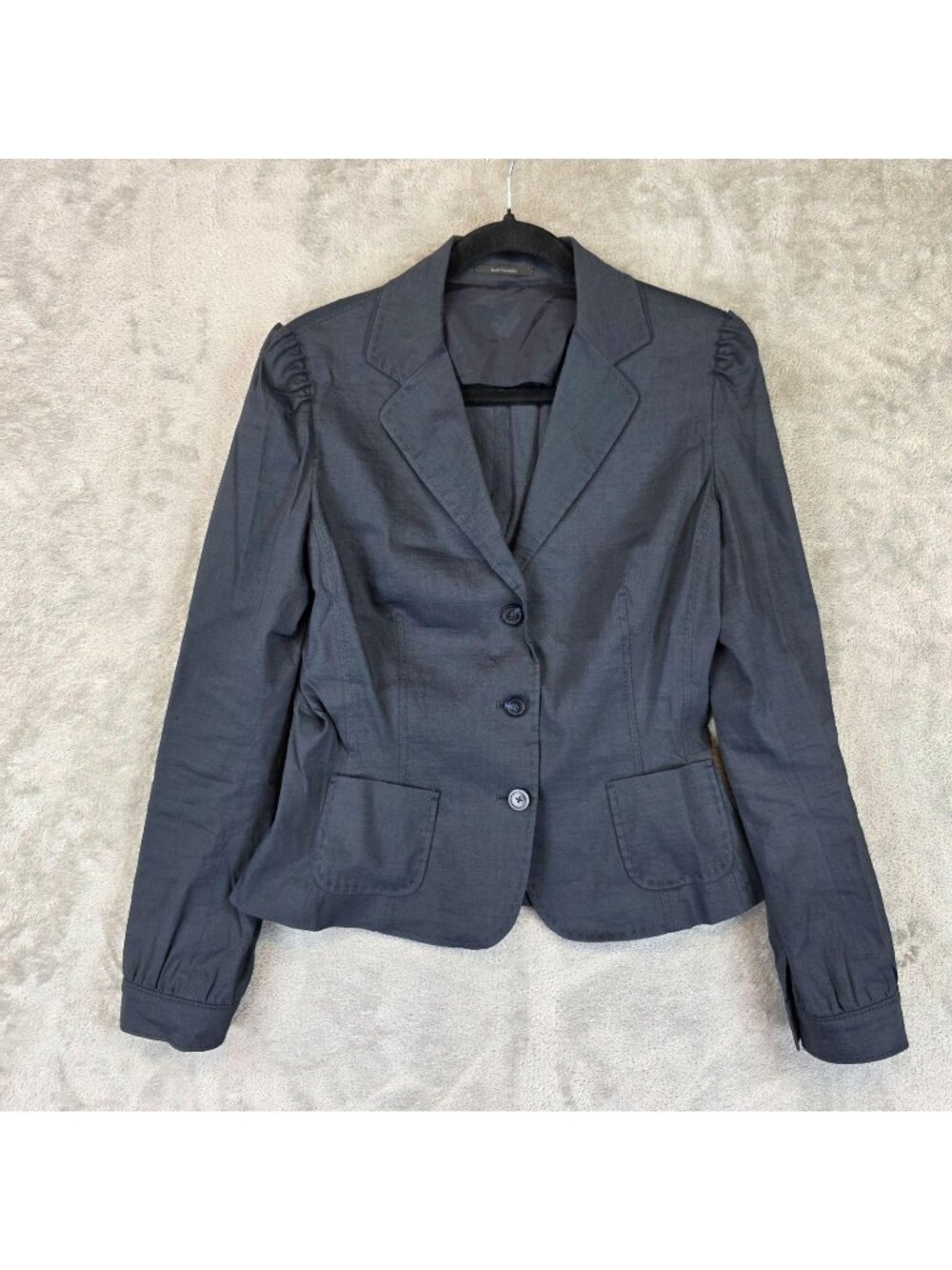 Elie Tahari Blazer Womens 12 Navy Linen Blend 3 Button Jacket Work Career